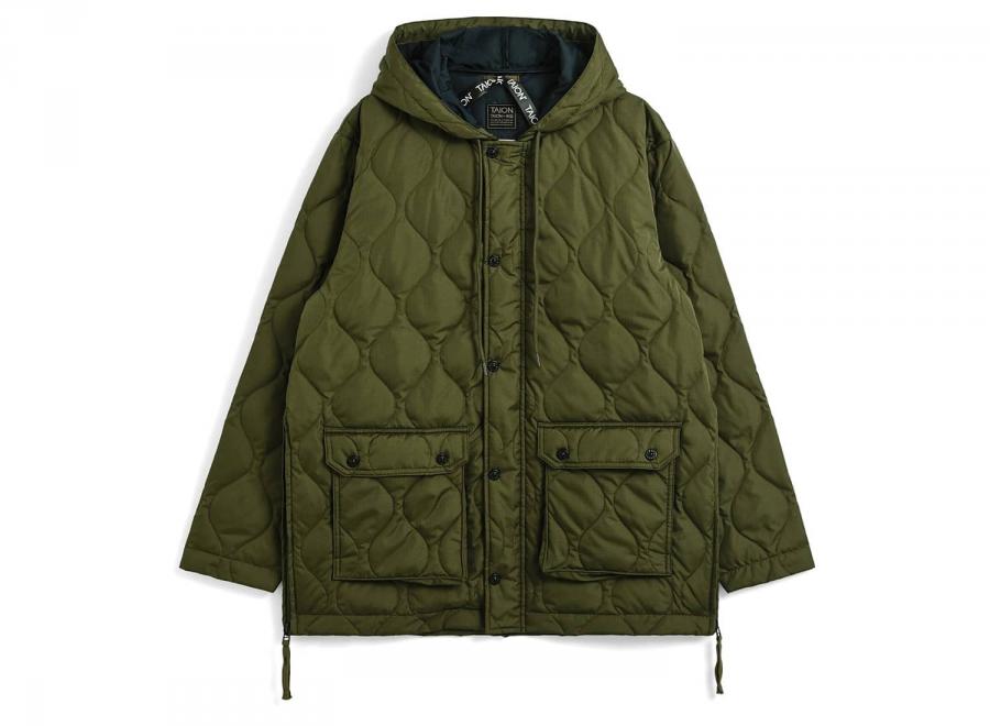 Taion Military Hooded Down Jacket Dark Olive TAION-106BZML-1 - Taion