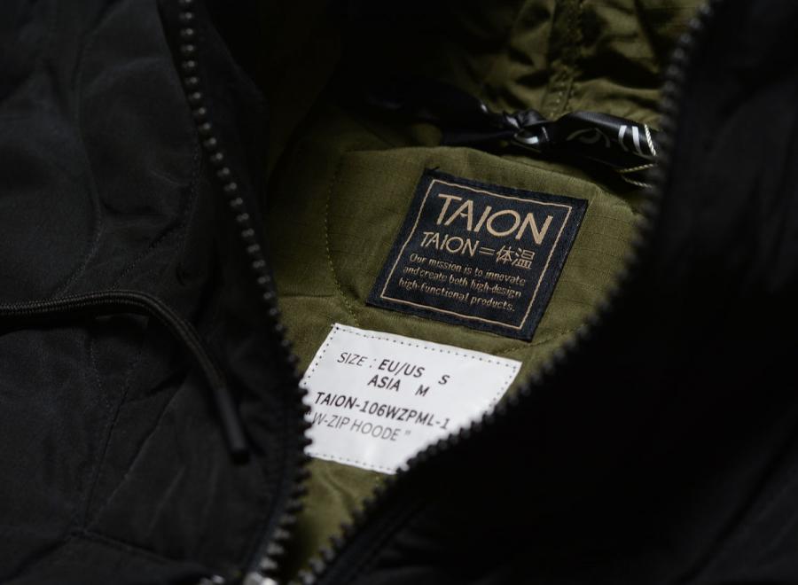 Taion Military W-Zip Down Hoodie Black TAION-106WZPML-1 - Taion