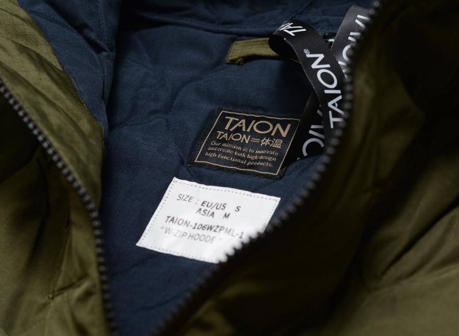 Taion Military W-Zip Down Hoodie Dark Olive TAION-106WZPML-1 - Taion
