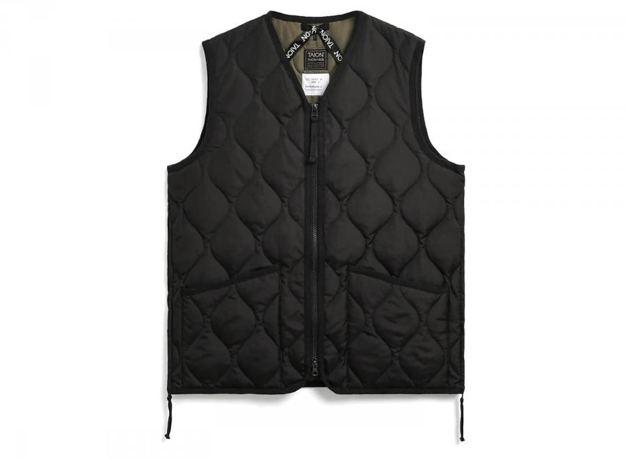 Taion Military Zip V Neck Down Vest Black TAION-001ZML-1 - Taion
