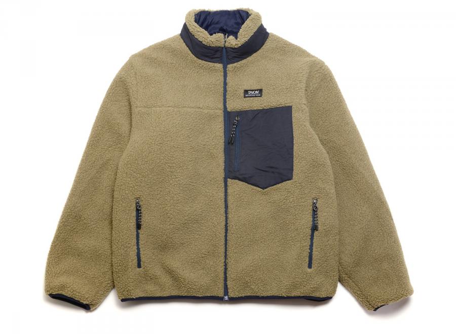 Taion Mountain Reversible Down×Boa High-Neck Jacket Dark Navy / Beige TAION-R102MBMT - Taion