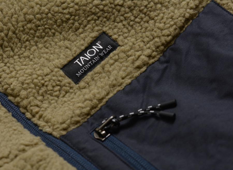 Taion Mountain Reversible Down×Boa High-Neck Jacket Dark Navy / Beige TAION-R102MBMT - Taion