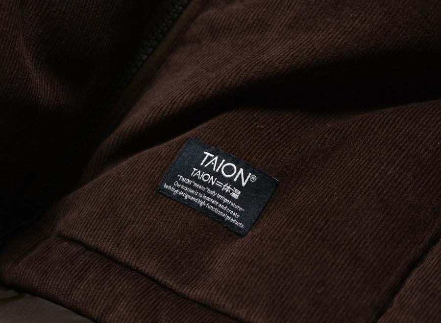 Taion Work W-Zip Volume Corduroy Down Jacket Dark Brown TAION-102VZWK-CT - Taion