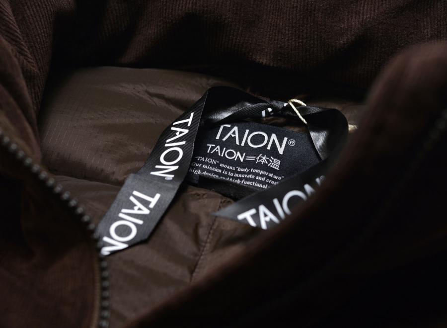 Taion Work W-Zip Volume Corduroy Down Jacket Dark Brown TAION-102VZWK-CT - Taion