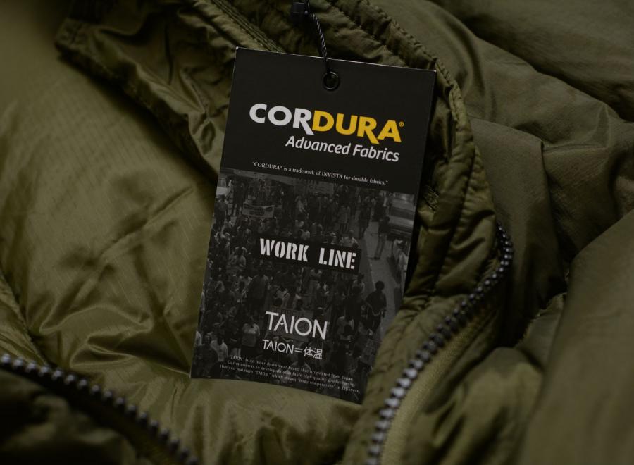 Taion Work W-Zip Volume Down Jacket Dark Olive TAION-102VZWK - Taion