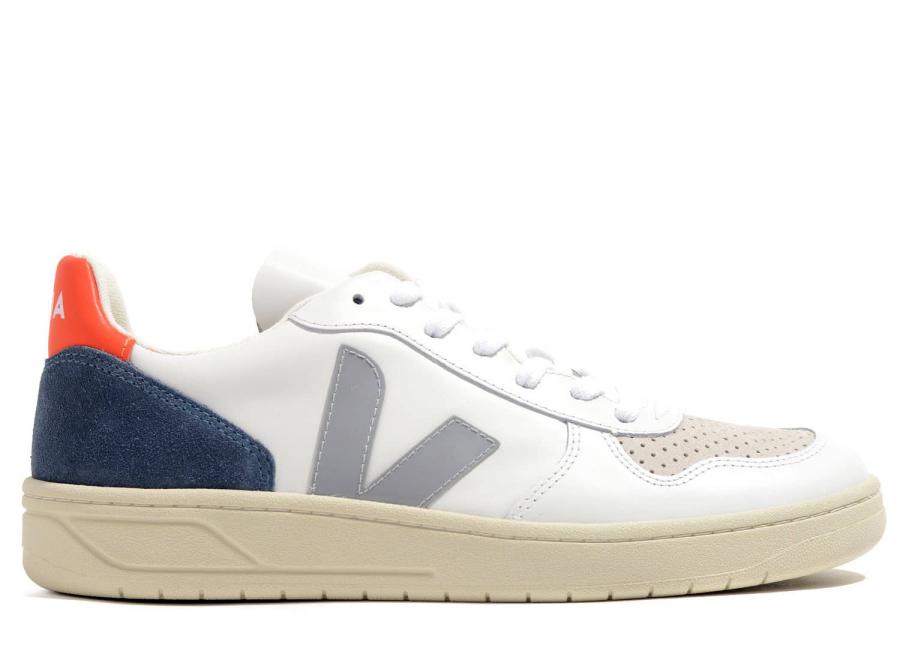 Veja V10 Leather Extra White / Oxford Grey / Orange - Veja