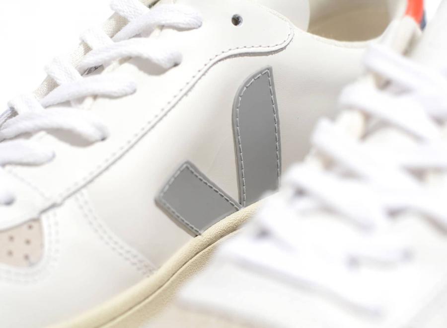 Veja V10 Leather Extra White / Oxford Grey / Orange - Veja