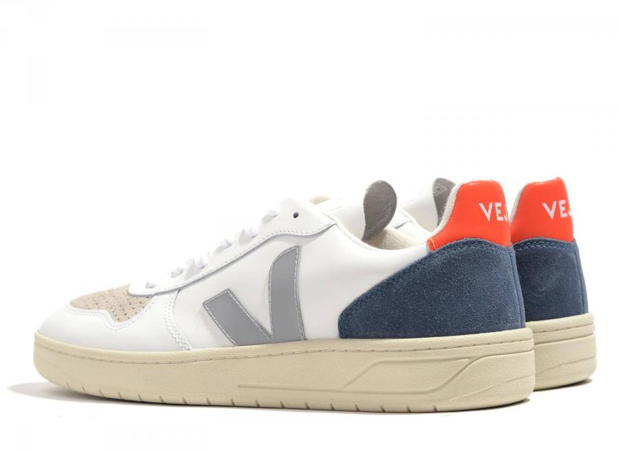 Veja V10 Leather Extra White / Oxford Grey / Orange - Veja