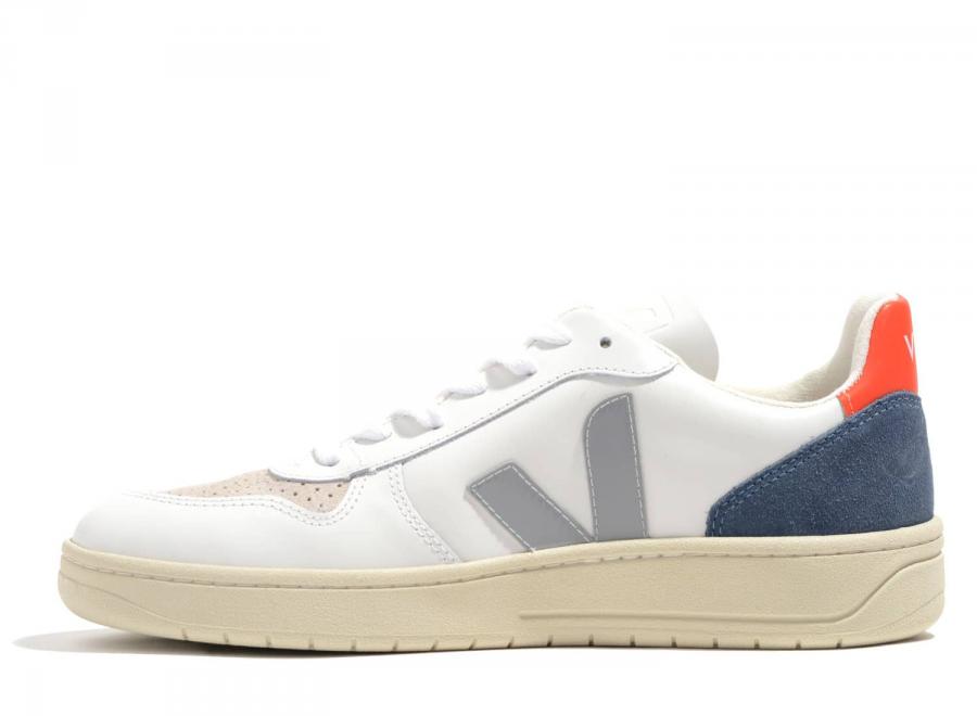 Veja V10 Leather Extra White / Oxford Grey / Orange - Veja