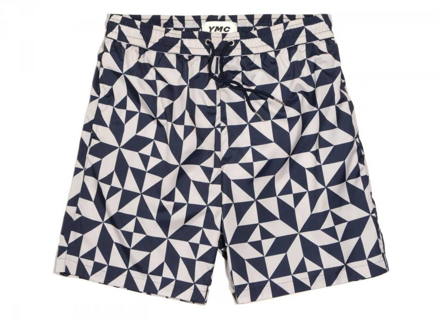 YMC P9QAE Swim Tile Print Shorts Navy - YMC - You Must Create