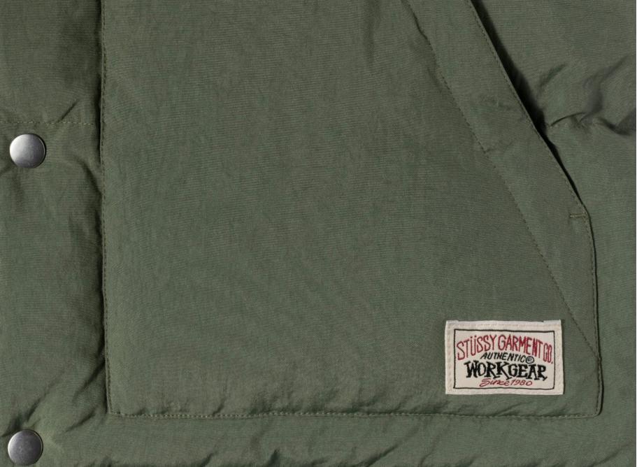 Stussy REVERSIBLE DOWN WORKGEAR VEST カーキ